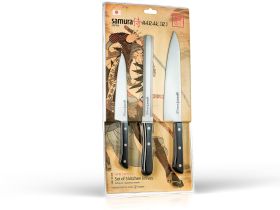 Подарочный набор из 3-х кухонных ножей Samura Harakiri (универсальный, для замороженных продуктов, шеф), сталь Aus 8, рукоять ABS-пластик