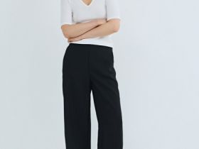 Футболка в рубчик с V-образной горловиной, Белый