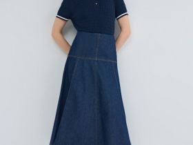 Джинсовая юбка миди, Синий