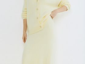 Трикотажная юбка из пушистой пряжи, Желтый