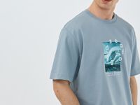 Футболка с морским принтом, Голубой