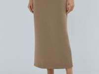 Юбка миди прямого кроя, Бежевый