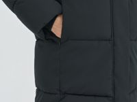 Длинный стёганый пуховик с капюшоном, Черный