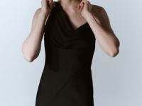 Платье миди с асимметричным вырезом, Черный