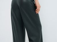 Прямые брюки из искусственной кожи, Черный