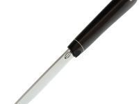 Нож Северный средний, сталь Х12МФ, черный граб, с окованным долом
