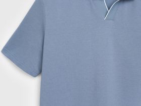 Поло из шелковистого пике, Синий