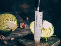 Нож кухонный Samura Mo-V Сантоку - SM-0094, сталь AUS-8, рукоять G10, 180 мм