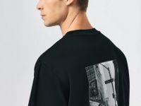 Футболка с принтом и патчем, Черный