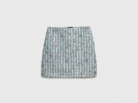 Юбка мини из твида, Зеленый
