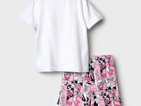 Комплект трикотажный для девочек: фуфайка (футболка), шорты