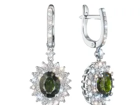 Серьги из белого золота с хромдиопсидами э4754сг08220453