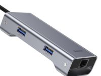 Адаптер Baseus Multi-functional Type-C на USB 3.0 х 3/HD4K/RJ45/PD (Deep Gray)