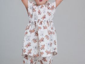 Комплект детский текстильный для девочек: косынка, платье, шорты