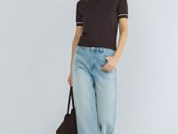 Базовый джемпер поло с коротким рукавом, Коричневый