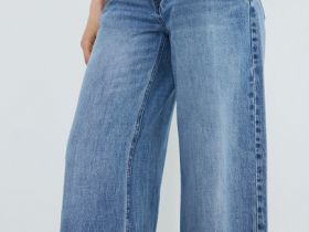 Широкие джинсы с высокой посадкой из лиоцелла, Голубой