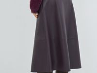 Юбка А-силуэта из искусственной кожи, Фиолетовый