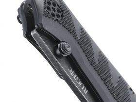 Полуавтоматический складной нож Ruger® Knives Crack-Shot™ Compact, Ken Steigerwalt Design, лезвие Blackwashed Plain 8Cr13MOV, рукоять термопластик/резина