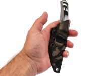Нож Pocket Wolf Мини Тактик, сталь CR 8, рукоять G10, черно-белый, ножны с рисунком