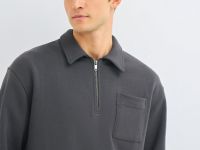 Толстовка с воротником поло на молнии, Серый