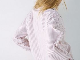 Пижамная рубашка в полоску, Бежевый