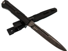 Тактический нож Mr.Blade Leshiy serrated blackwash, сталь AUS-8, рукоять Black Elastron