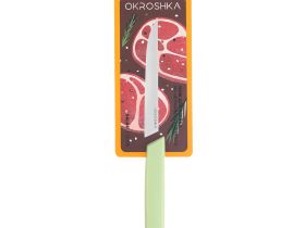 Нож кухонный для стейка серрейтор Okroshka Salad 12 см, сталь 5cr15mov, рукоять пластик, зеленый