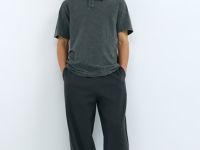 Поло из хлопка с эффектом стирки, Серый