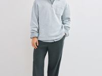 Толстовка с воротником поло на молнии, Серый