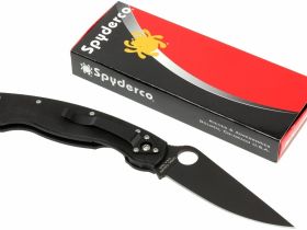 Нож складной Military™ Model - Spyderco C36GPBK, сталь Crucible CPM® S30V™ Black DLC coated Plain, рукоять стеклотекстолит G10, чёрный