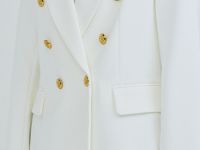 Двубортный приталенный жакет, Белый