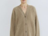 Кардиган из пушистой пряжи на пуговицах, Коричневый