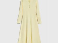 Вязаное платье с отложным воротником, Желтый