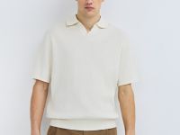 Поло из текстурной ткани, Белый