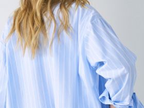 Пижамная рубашка в полоску, Голубой