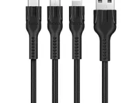 Кабель Hoco U31 (USB) на (Micro-USB/Lightning) 120см тканевая оплетка (черный)