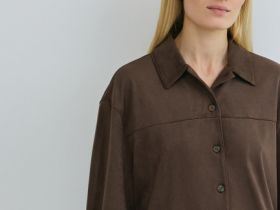 Рубашка из искусственной замши, Коричневый