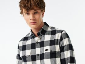 Мужская клетчатая рубашка Lacoste приталенного кроя