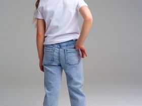 Брюки текстильные джинсовые для девочек