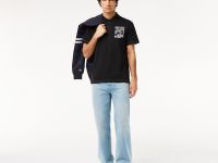Мужское поло Lacoste с контрастным принтом