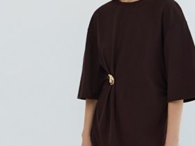 Футболка с брошью, Коричневый