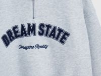 Толстовка с принтом и воротником на молнии, Серый