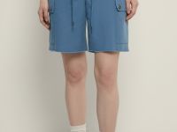 Шорты из тенселя с накладными карманами