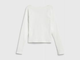 Лонгслив в рубчик для девочек, Белый