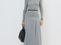 Юбка миди А-силуэта, Серый