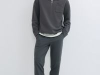 Толстовка с воротником поло на молнии, Серый