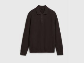 Текстурное вязаное поло, Коричневый