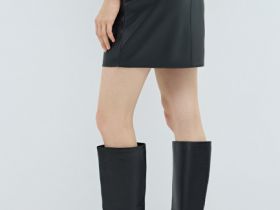 Мини-юбка из искусственной кожи, Черный