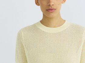 Ажурный джемпер с коротким рукавом, Желтый