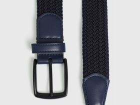 Плетёный ремень с пряжкой, Синий